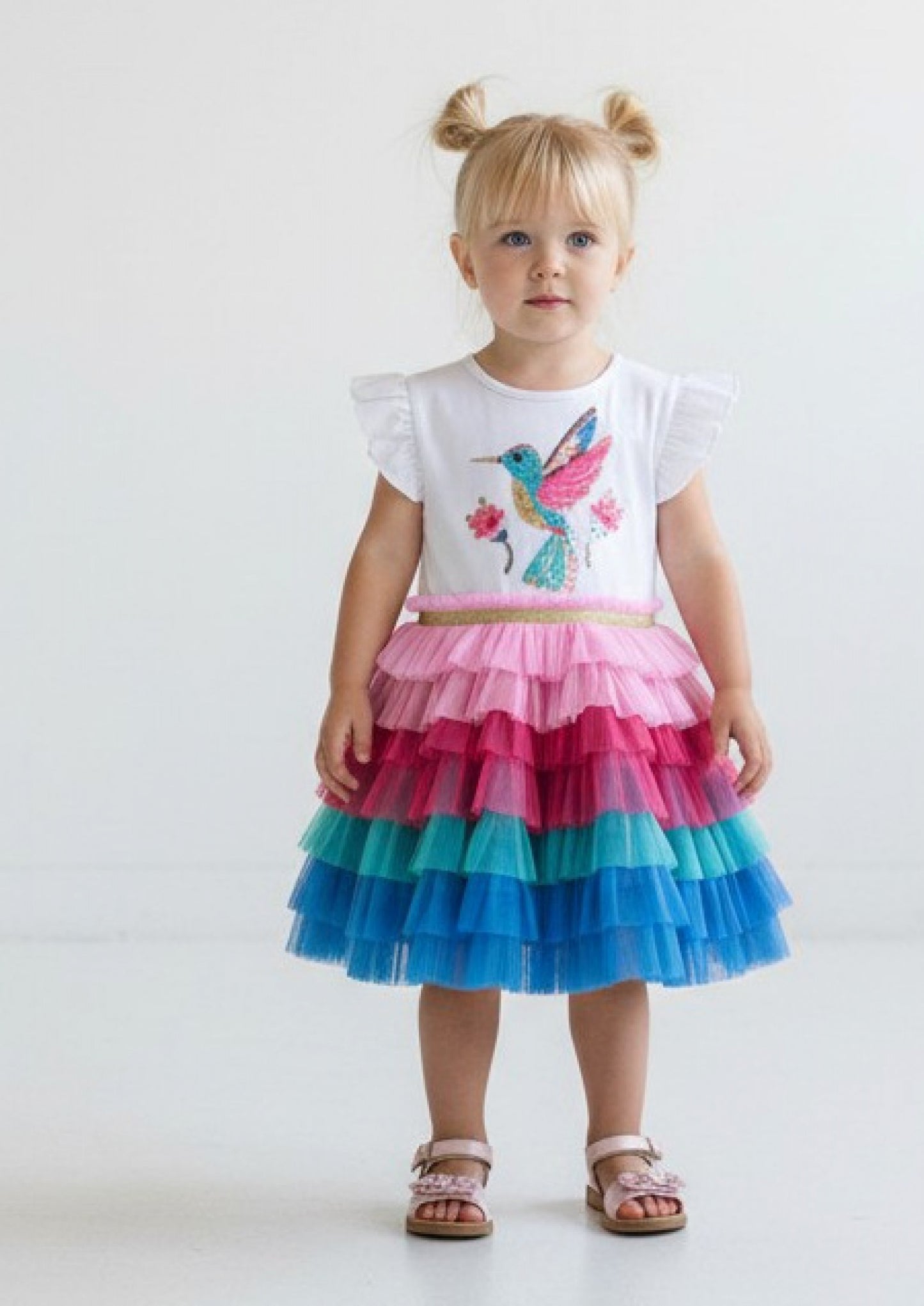 Miss Humming Bird Sequin Multi Coloured Tutu Dress