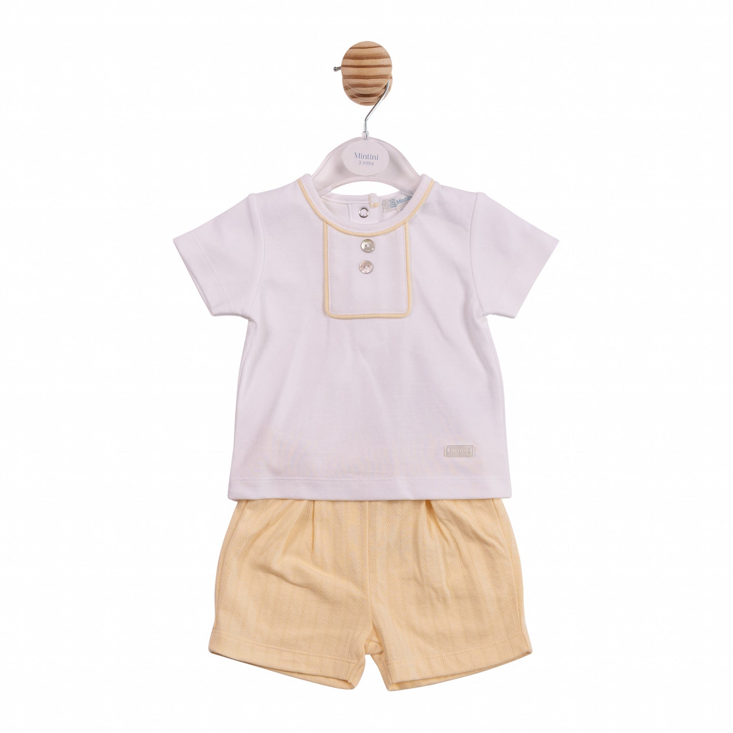 Mintini Boys Yellow White Piped Short Set