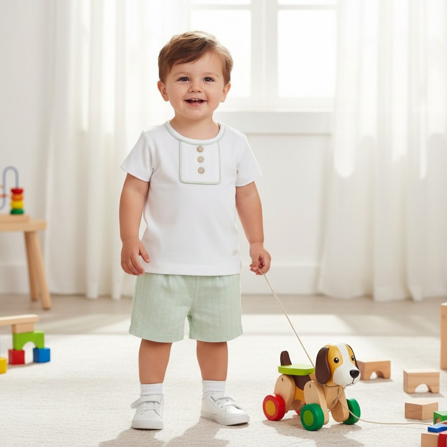 Mintini Boys Pistachio Green Short Set