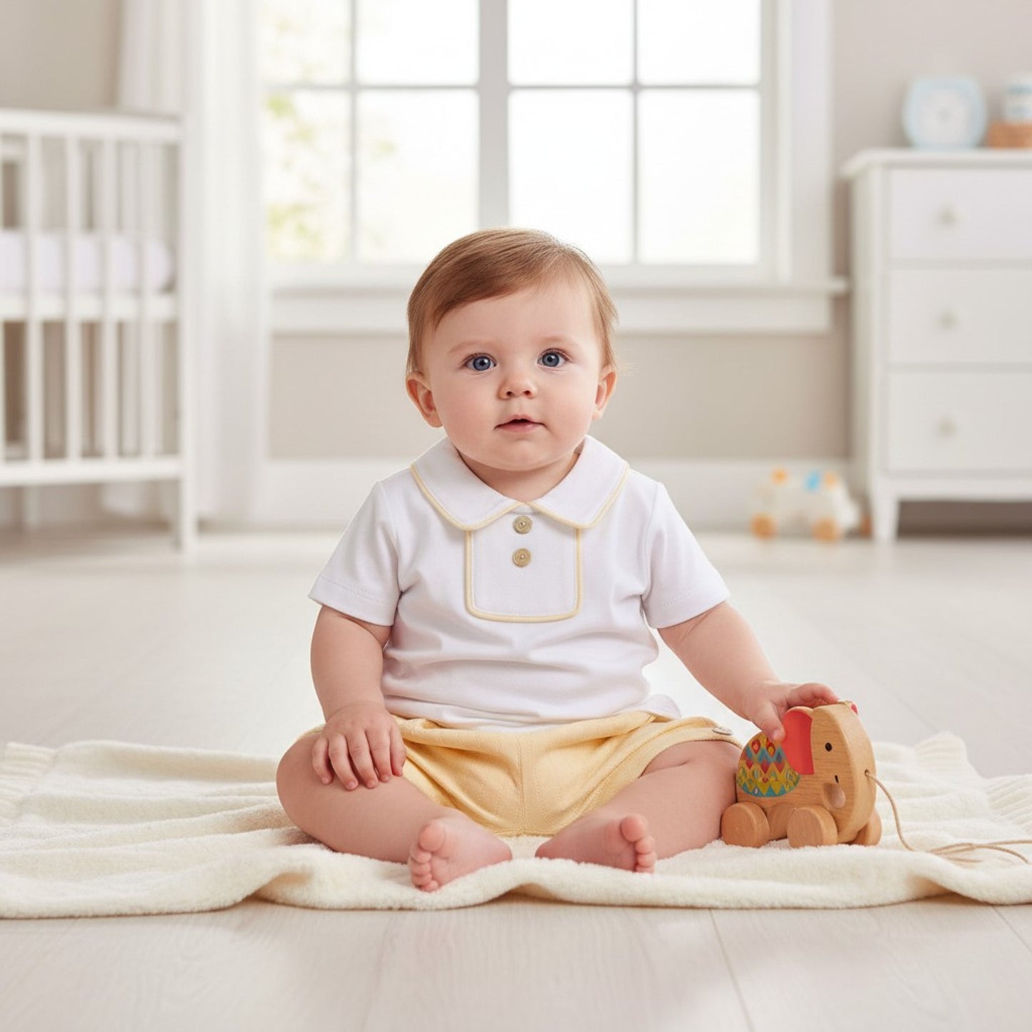 Mintini Boys Yellow White Bloomer Shorts Set