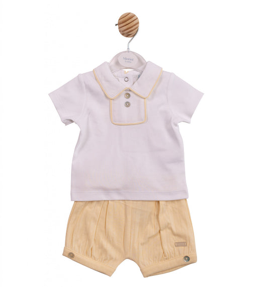 Mintini Boys Yellow White Bloomer Shorts Set