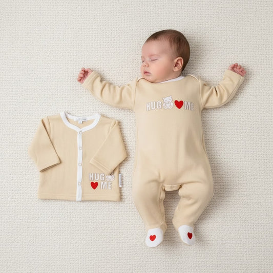 My Little Chick Cotton All in One with a Matching Jacket “Hug Me”