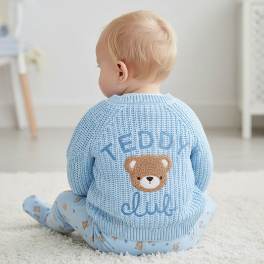 Rock a Bye Boutique “Teddy Club” Cotton Knit Cardigan
