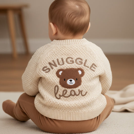 Rock a Bye Boutique “Snuggle Bear” Cotton Knit Cardigan