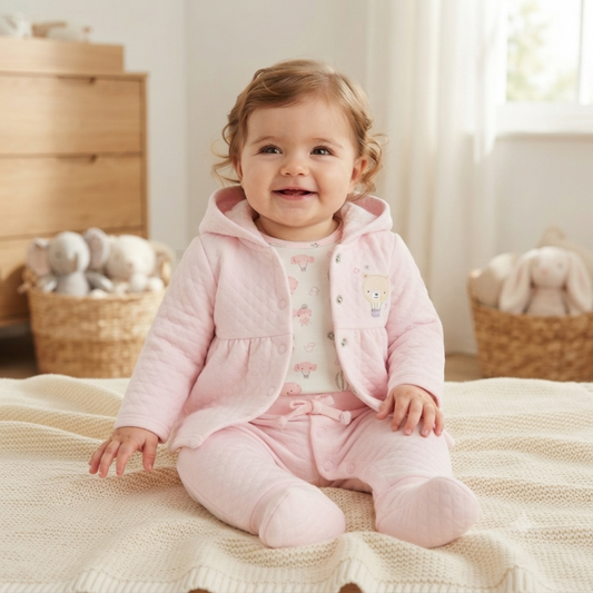 Pure & Soft Girls Quilted Three Piece Set